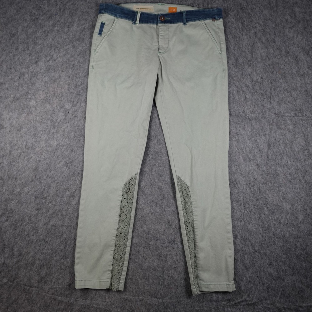 Pilcro Pants Women 28 Green Lace Inset Hyphen Chino Anthropologie
